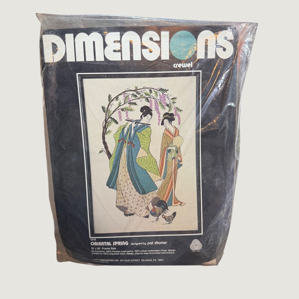 Vintage Dimensions Oriental Spring Crewel Kit 1076 Japanese 18x26 New